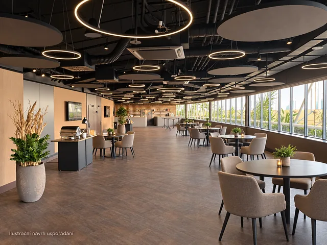 Entwurf für die geplante Einrichtung der West Lounge.